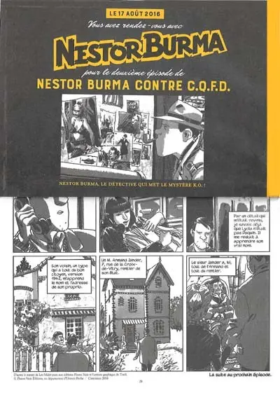 Verso de l'album Nestor Burma contre C.Q.F.D. numéro 1