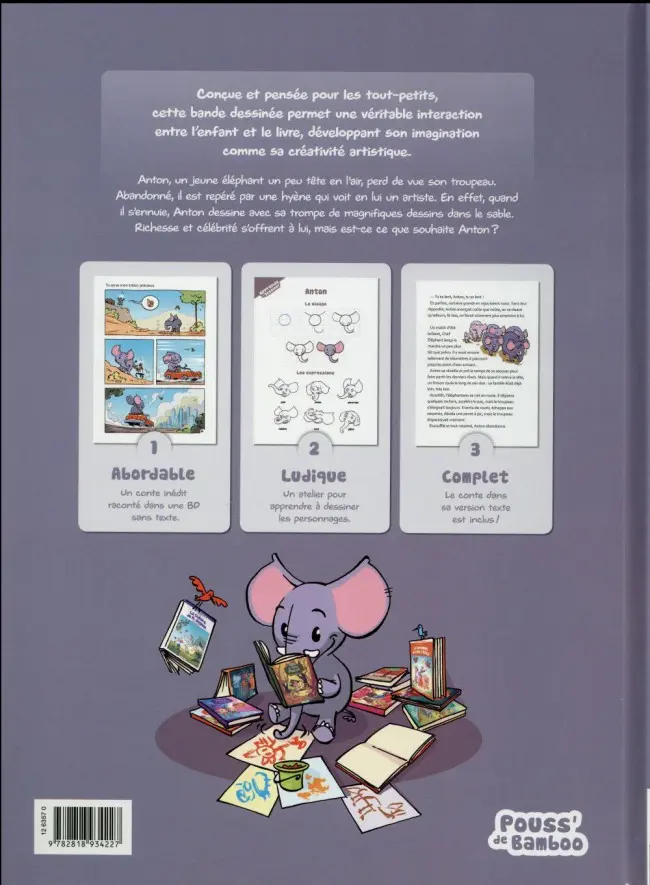 Verso de l'album Anton l'éléphant peintre