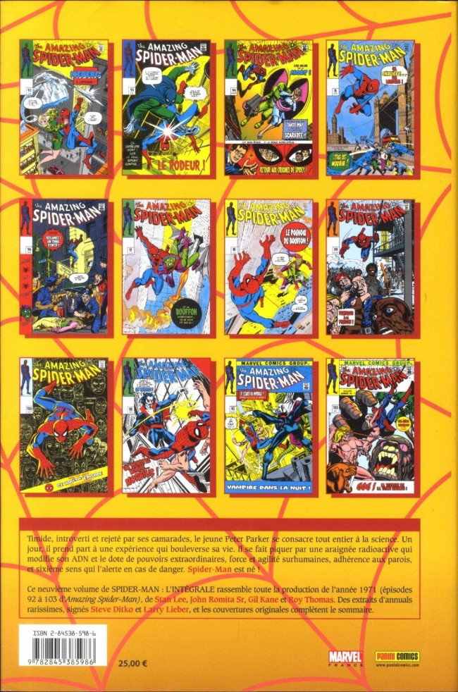 Verso de l'album Spider-Man - L'Intégrale Tome 9 1971
