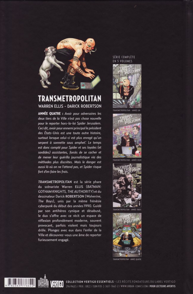 Verso de l'album Transmetropolitan Année Quatre