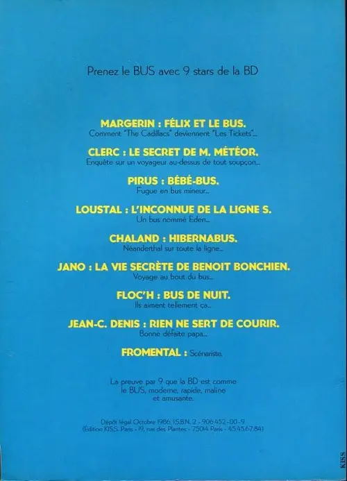 Verso de l'album Félix et le bus Semvat