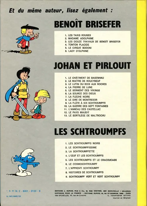 Verso de l'album Johan et Pirlouit Tome 6 La source des dieux