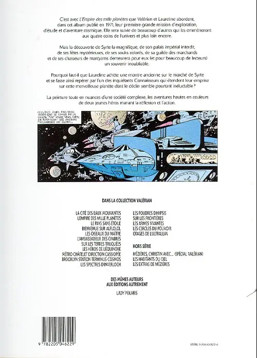 Verso de l'album Valérian Tome 2 L'empire des mille planètes