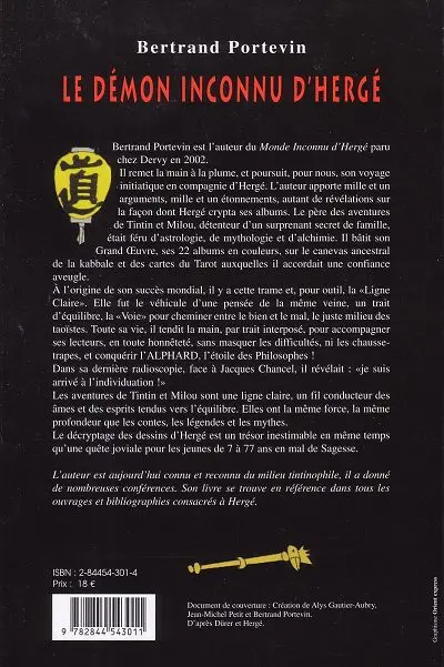 Verso de l'album Le démon inconnu d'Hergé (ou le génie de Georges Remi)