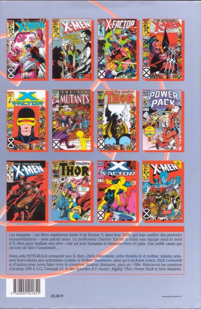 Verso de l'album X-Men L'intégrale Tome 14 1986 (II)