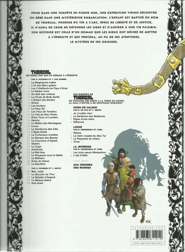 Verso de l'album Thorgal Tome 20 La Marque des Bannis