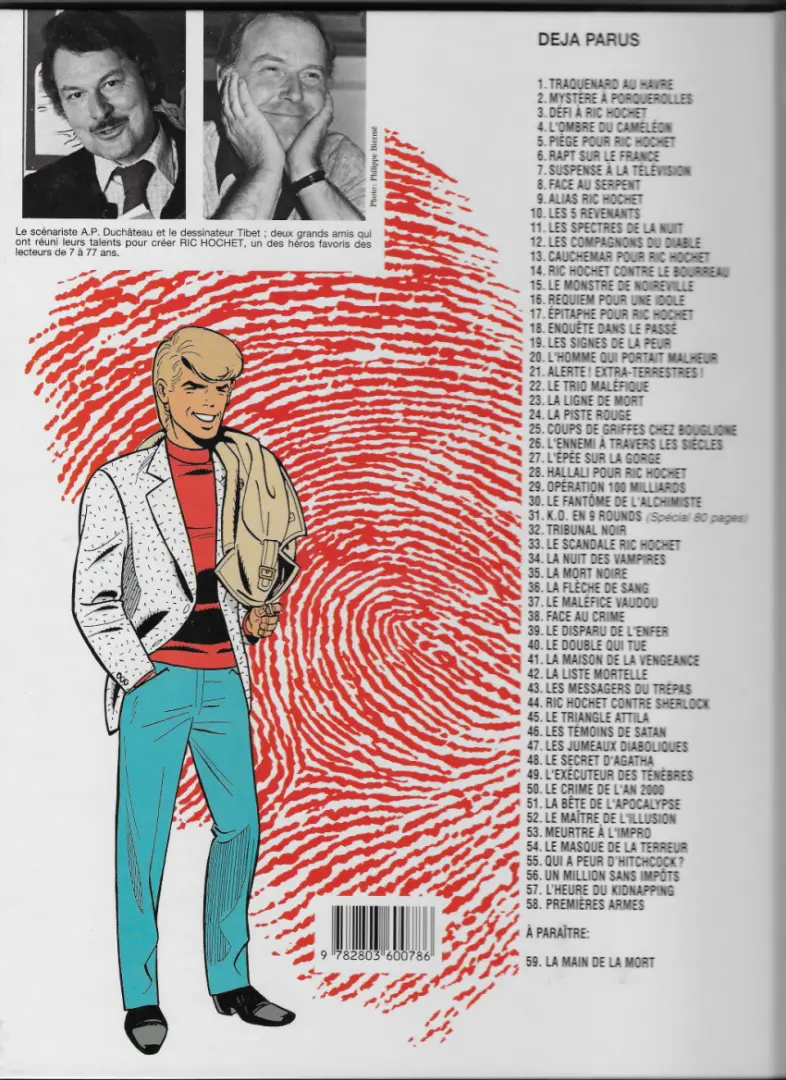Verso de l'album Ric Hochet Tome 7 Suspense à la télévision