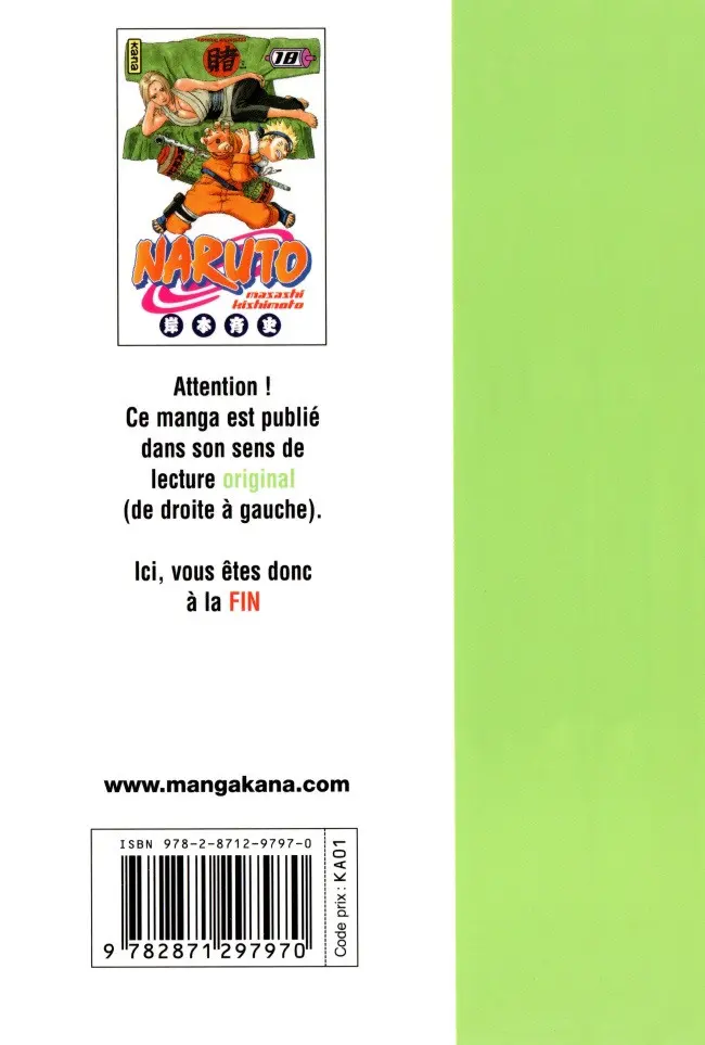Verso de l'album Naruto 18 La décision de Tsunade !!