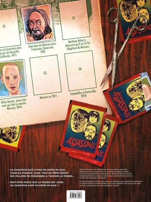 Verso de l'album Assassins, les psychopathes célèbres