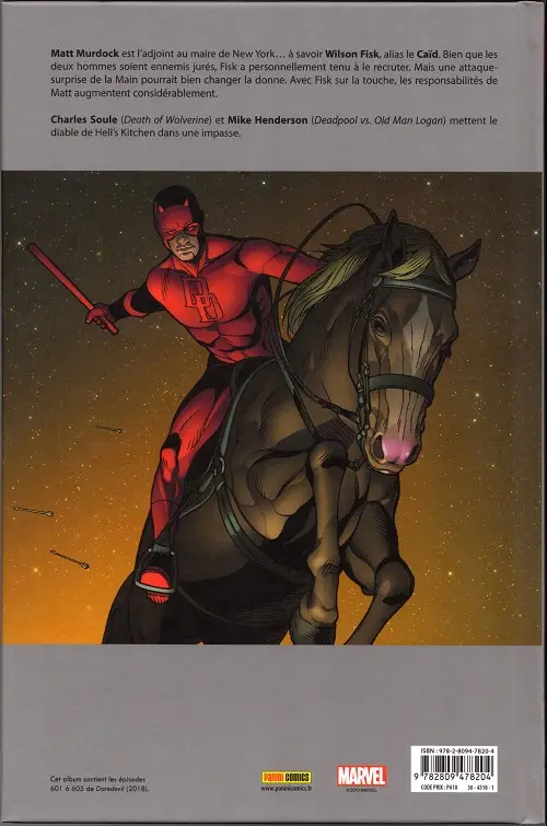 Verso de l'album Daredevil Legacy Tome 2 Peur sur la ville