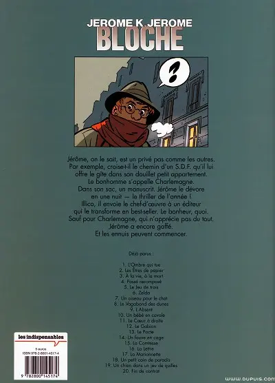 Verso de l'album Jérôme K. Jérôme Bloche Tome 11 Le Cœur à droite