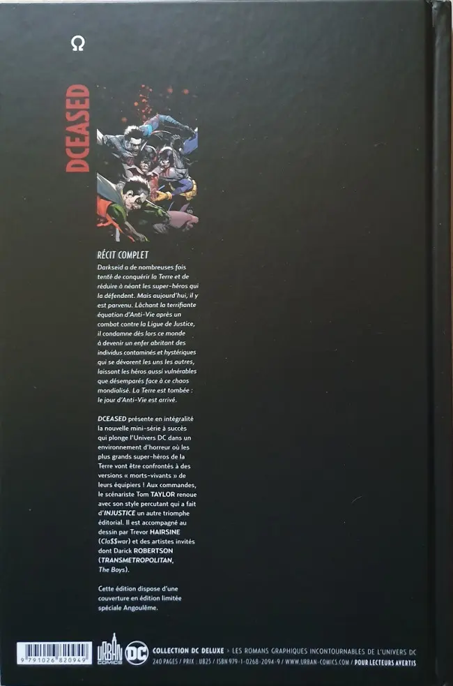 Verso de l'album DCeased 1