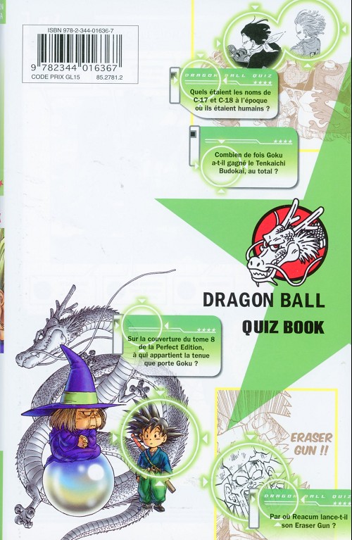 Verso de l'album Dragon Ball Édition originale Quiz book