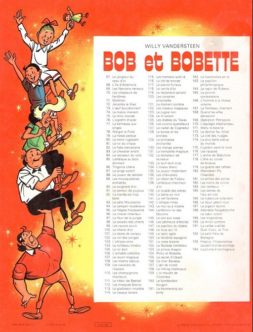 Verso de l'album Bob et Bobette Tome 140 La dame en noir