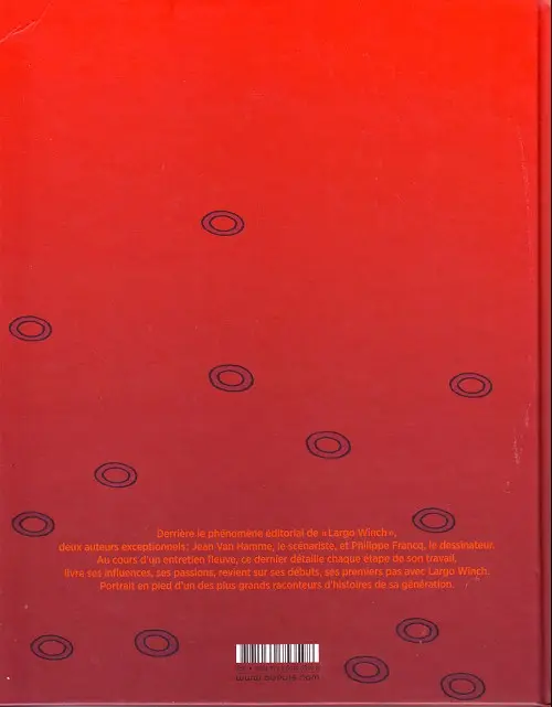 Verso de l'album Largo Winch L'art du dessin de Philippe Francq