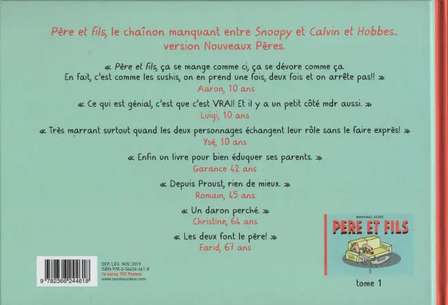 Verso de l'album Père et Fils 2 L'amour, les serpents et les extra-terrestres