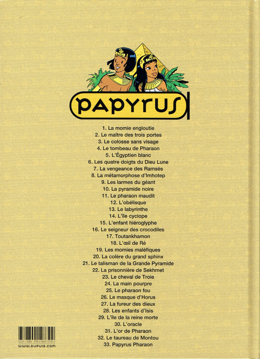 Verso de l'album Papyrus Tome 19 Les momies maléfiques