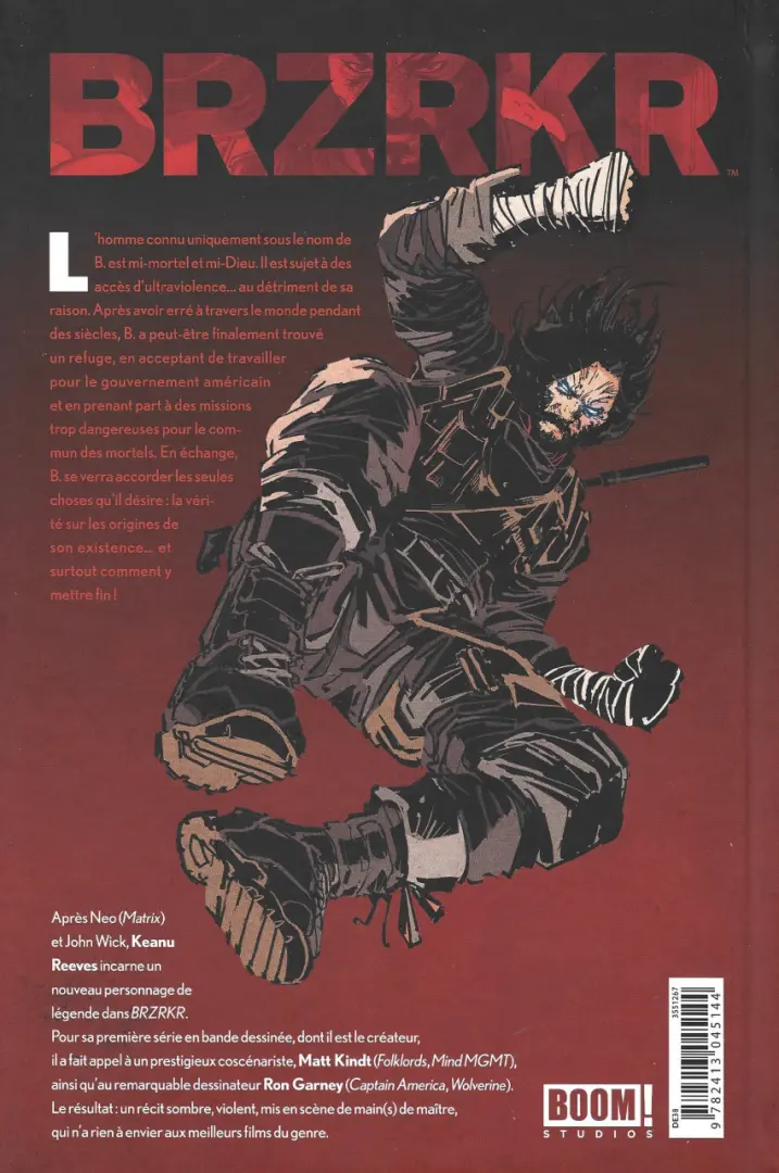 Verso de l'album BRZRKR Tome 1