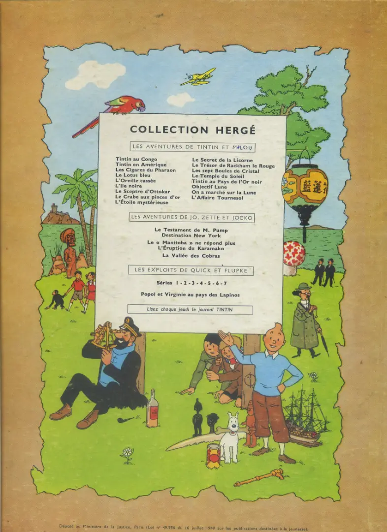Verso de l'album Tintin Tome 18 L'affaire Tournesol