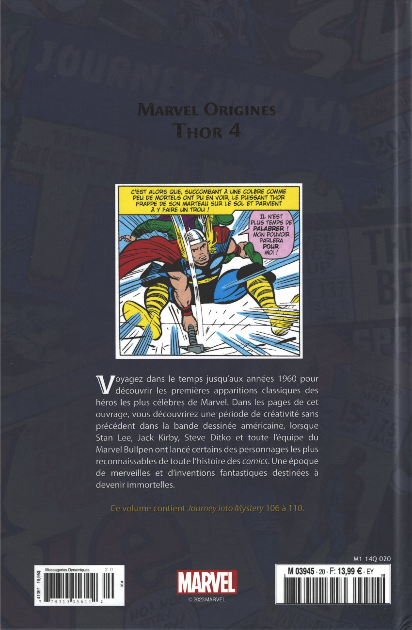 Verso de l'album Marvel Origines N° 20 Thor 4