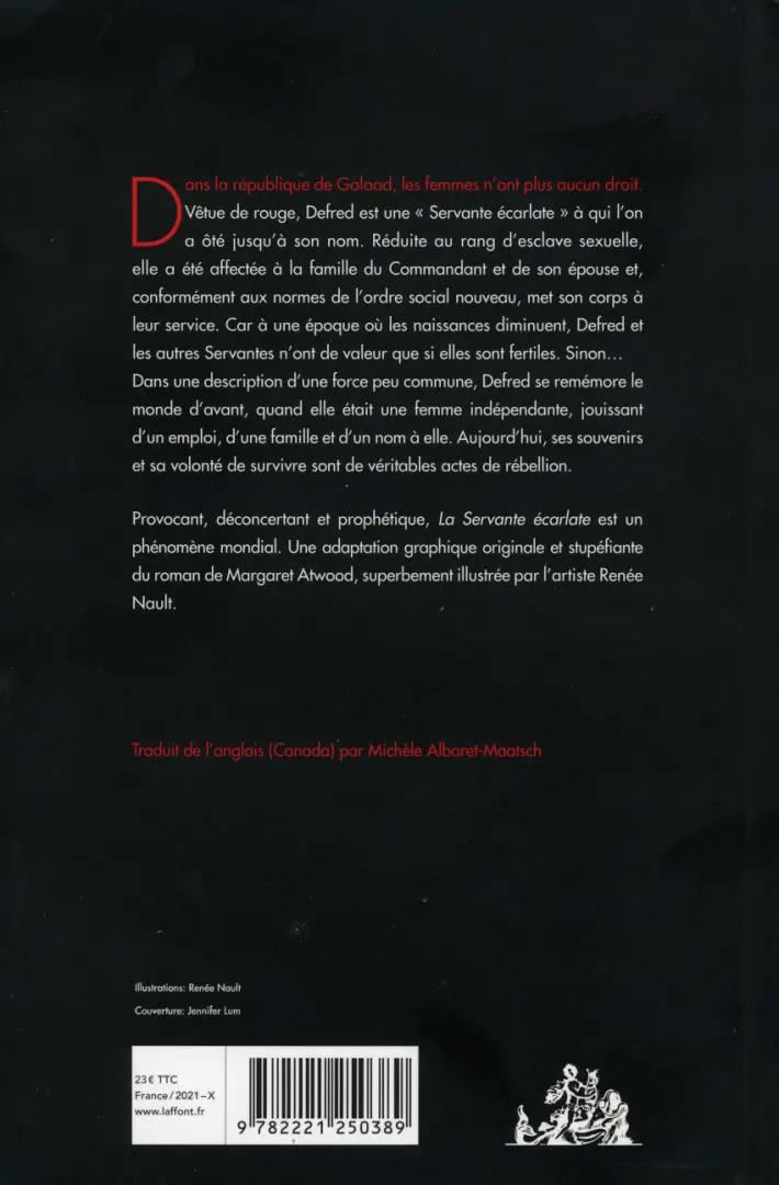 Verso de l'album La servante écarlate Le roman graphique