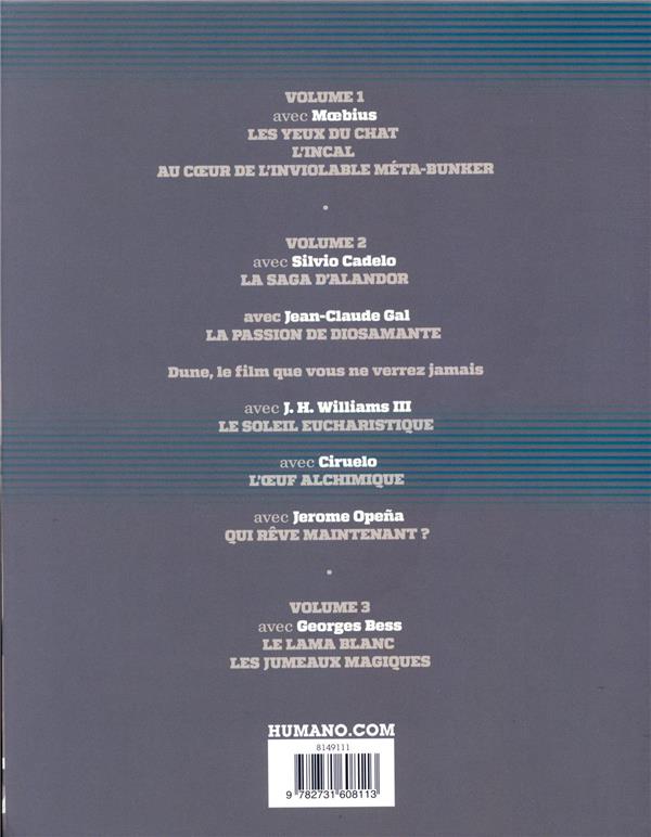 Verso de l'album Alejandro Jodorowsky 90e anniversaire Coffret Volume I