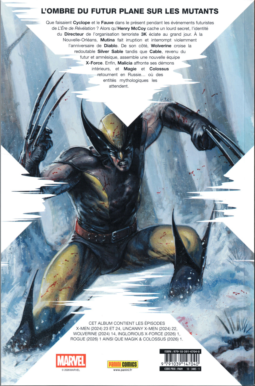Verso de l'album X-Men - Shadows of Tomorrow Volume 01
