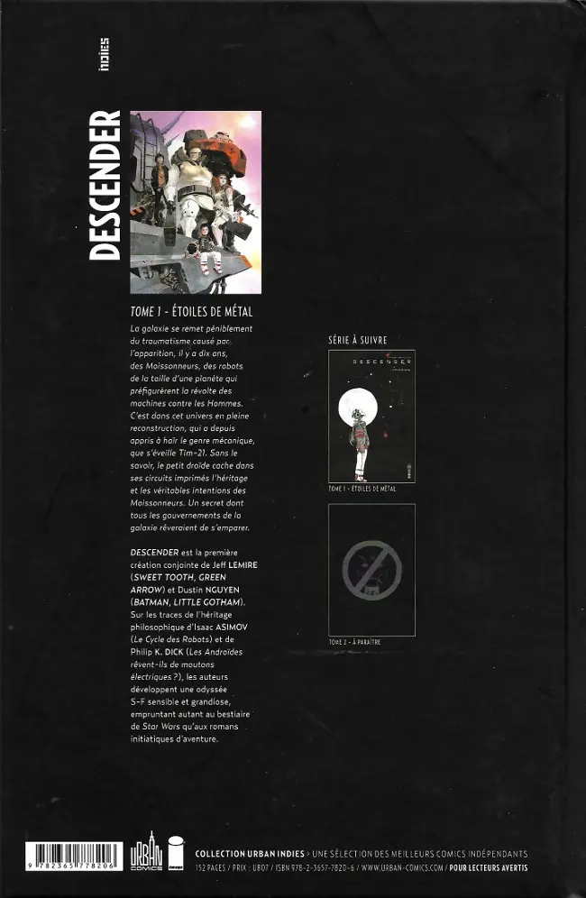 Verso de l'album Descender 1 Étoiles de métal