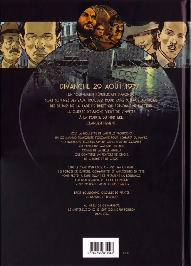 Verso de l'album Nuit noire sur Brest Septembre 1937 La guerre d'Espagne s'invite en Bretagne