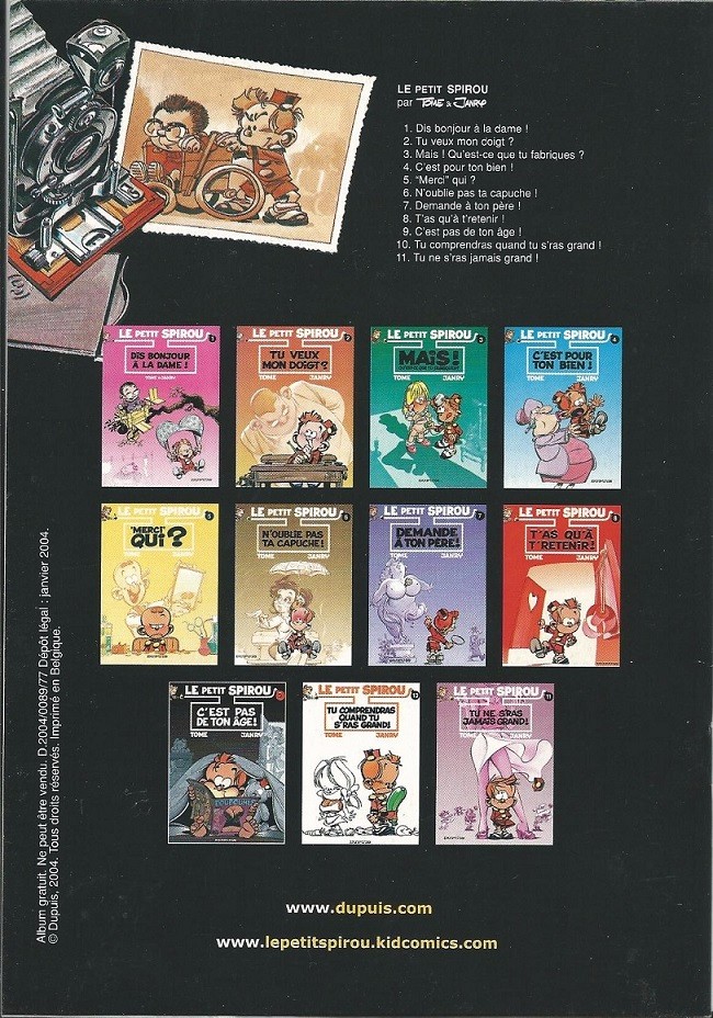 Verso de l'album Le Petit Spirou