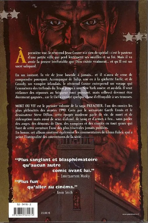 Verso de l'album Preacher Tome 1 Mort ou vif