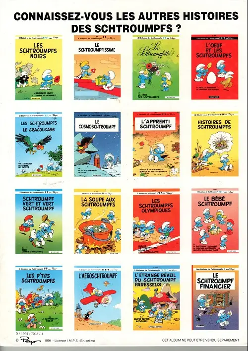 Verso de l'album Schtroumpferies Tome 1