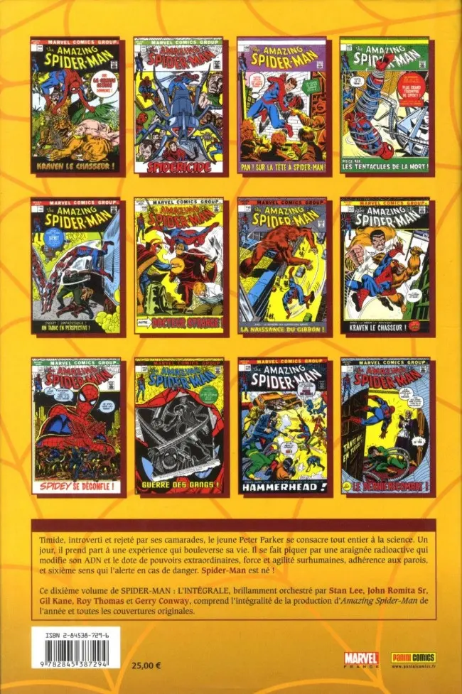 Verso de l'album Spider-Man - L'Intégrale Tome 10 1972