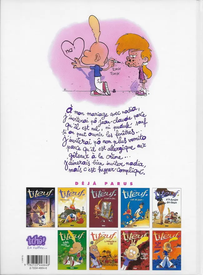 Verso de l'album Titeuf Tome 10 Nadia se marie