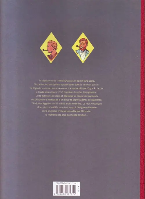 Verso de l'album Blake et Mortimer Tome 5 Le Mystère de la Grande Pyramide - Tome 2