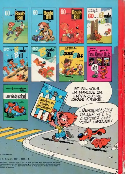 Verso de l'album Boule & Bill Tome 6 60 gags de Boule et Bill