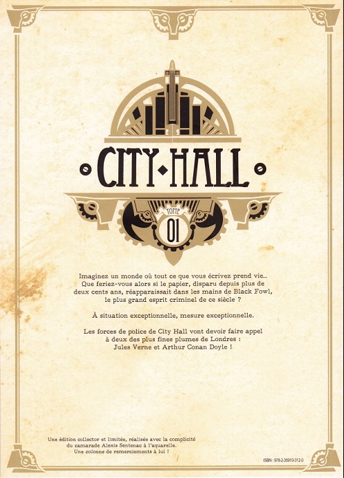 Verso de l'album City Hall Tome 01