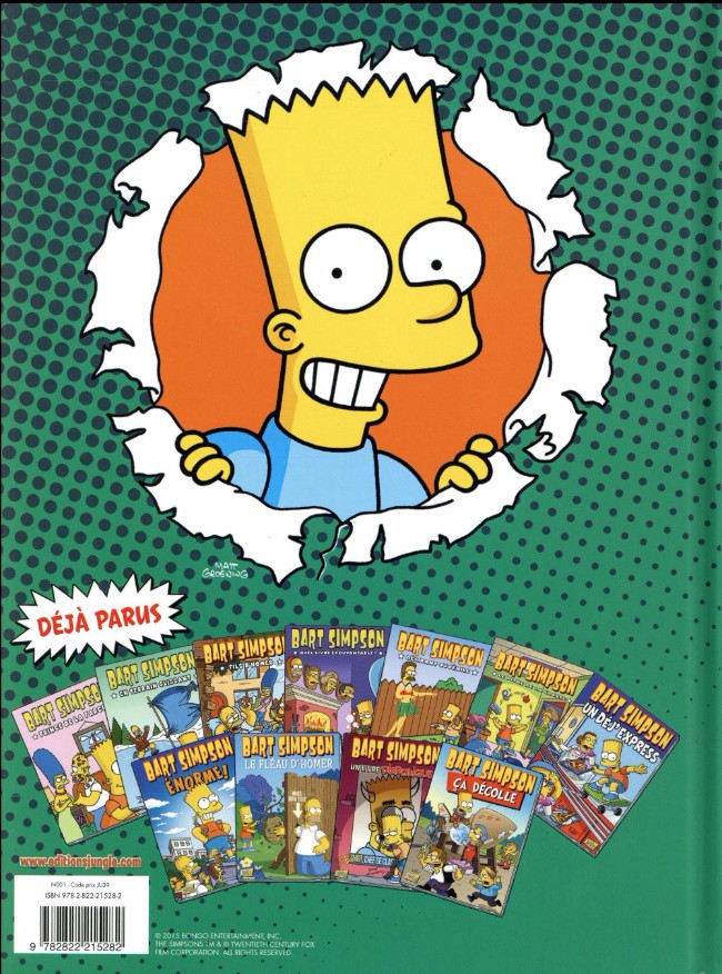 Verso de l'album Bart Simpson Tome 12 Bart Simpson à la rescousse !