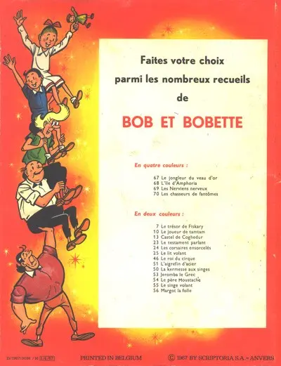 Verso de l'album Bob et Bobette Tome 68 L'Île d'Amphoria