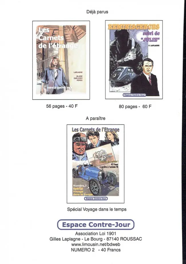 Verso de l'album Les Carnets de l'étrange Tome 2