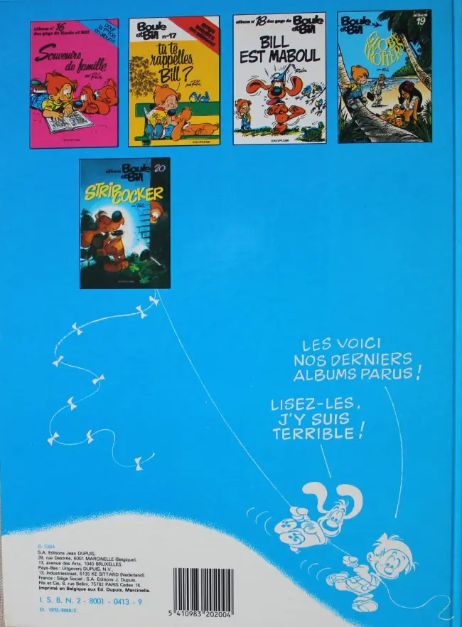 Verso de l'album Boule & Bill Tome 11 Jeux de Bill