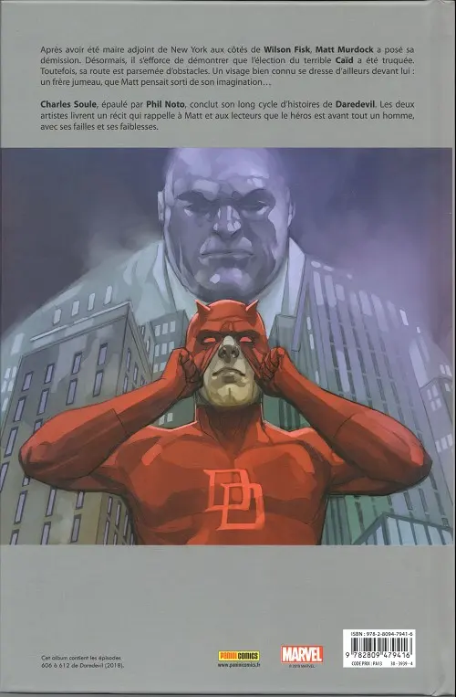 Verso de l'album Daredevil Legacy Tome 3 La mort de daredevil