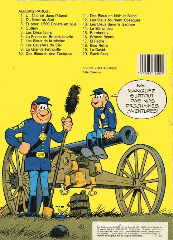 Verso de l'album Les Tuniques Bleues Tome 18 Blue retro