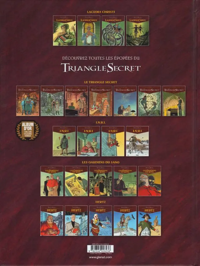 Verso de l'album Le Triangle secret - Lacrima Christi Tome V Le message de l'alchimiste