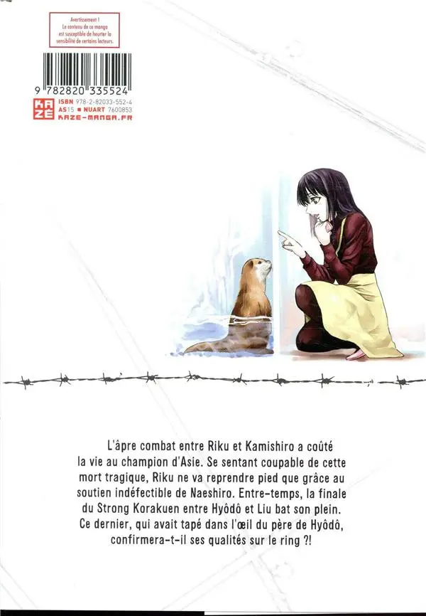 Verso de l'album Riku-do - La rage aux poings 15