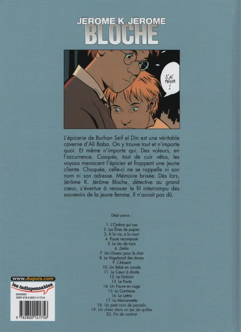 Verso de l'album Jérôme K. Jérôme Bloche Tome 14 Un fauve en cage