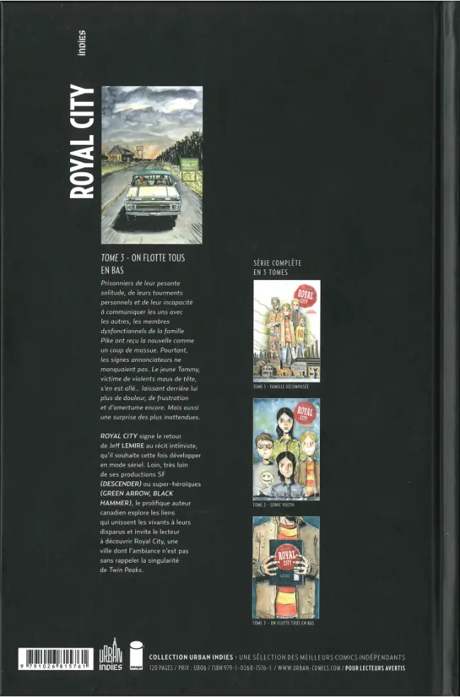 Verso de l'album Royal City Tome 3 On flotte tous en bas