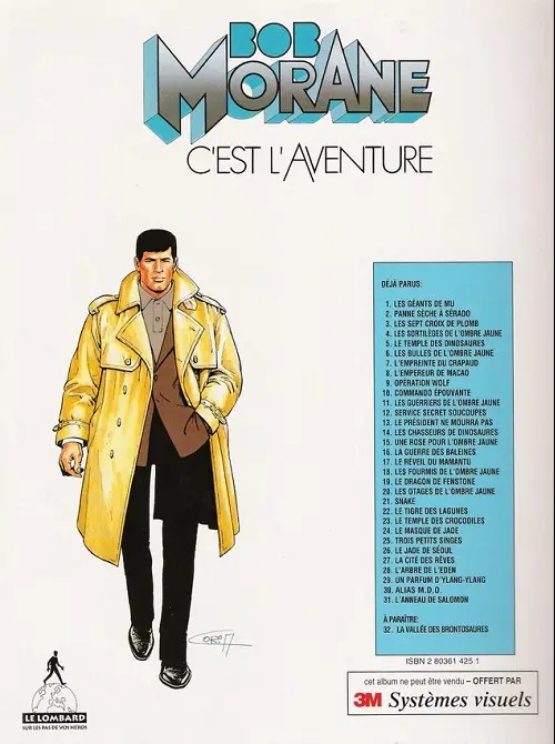 Verso de l'album Bob Morane Tome 24 Le temple des dinosaures