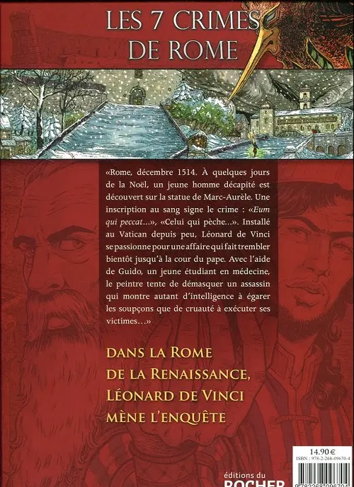 Verso de l'album Une enquête de Léonard de Vinci Les 7 crimes de Rome