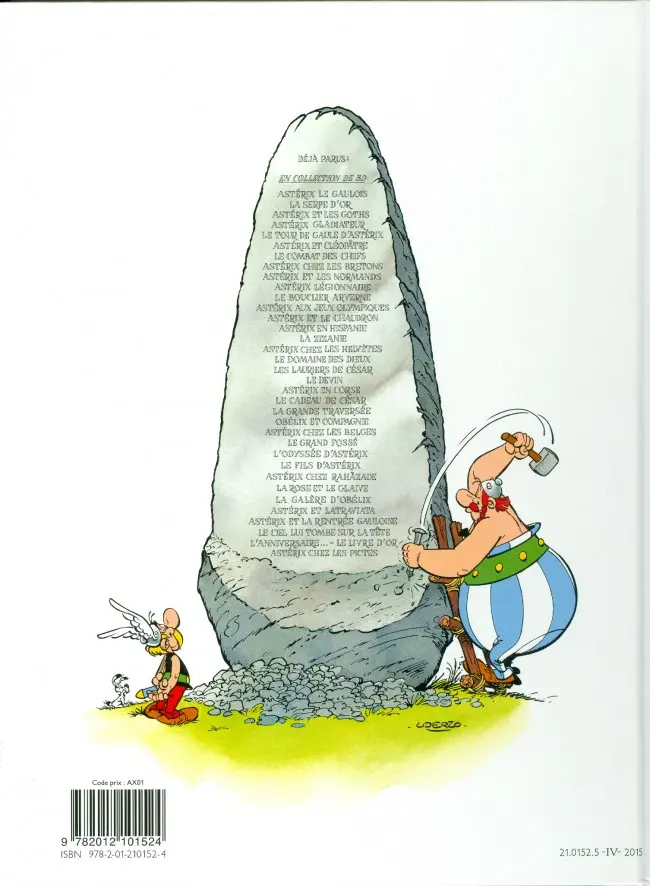Verso de l'album Astérix Tome 20 Astérix en Corse